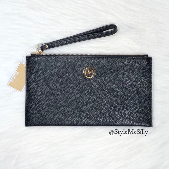 Michael Kors Handbags - Michael Kors black pebbled leather flat wristlet